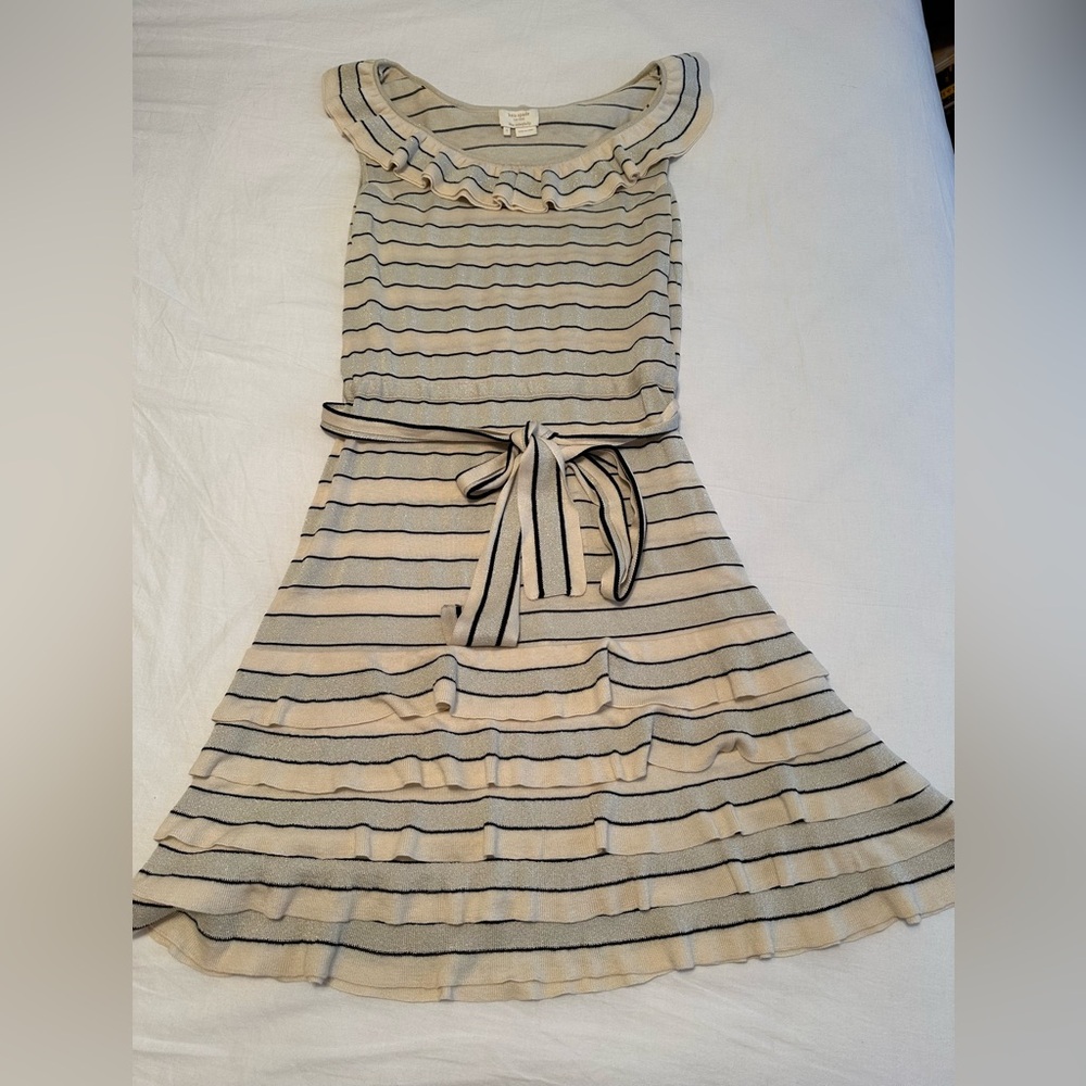 Kate Spade Chelsey Striped Ruffle Knit Sweater Dress